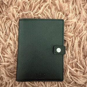 BEIS Black Leather Passport Wallet